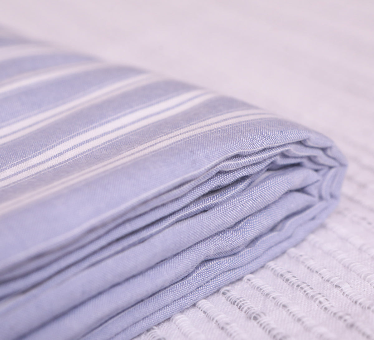 White and blue stripe 100% cotton Single Bed Dhoar