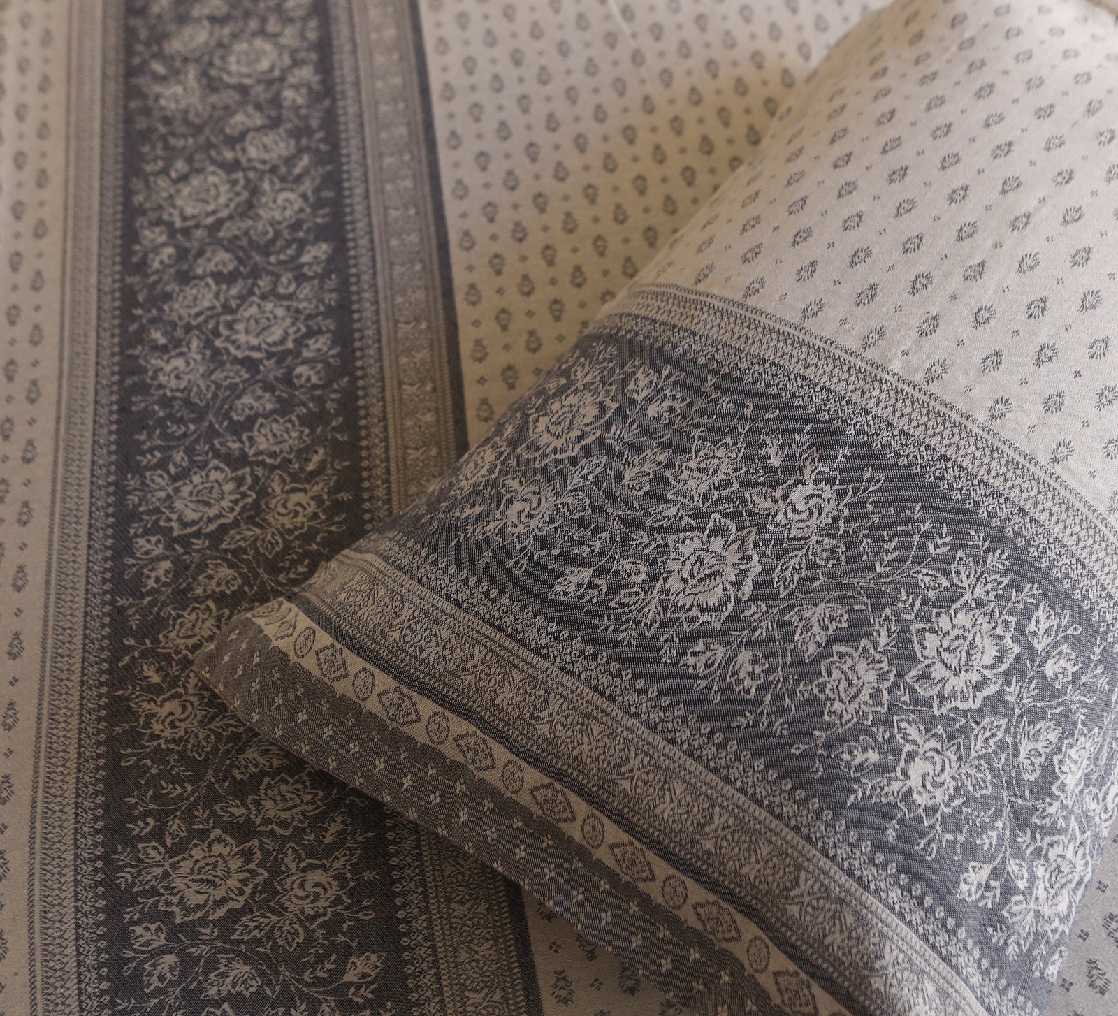 100% cotton Grey and Beige Jacquard Woven Bed Cover