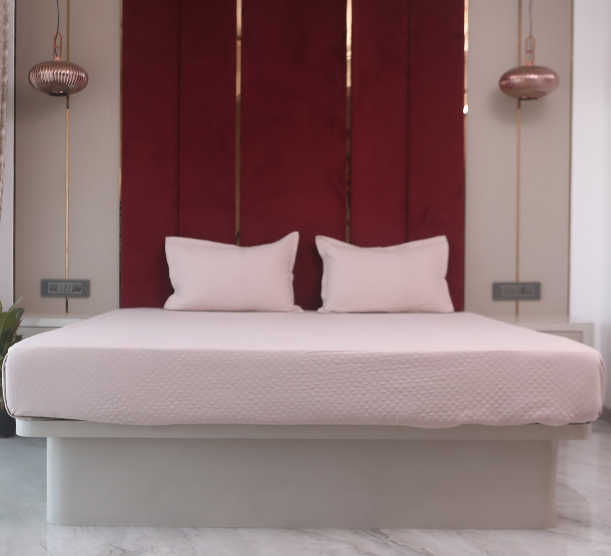 100% cotton woven self checks bed cover