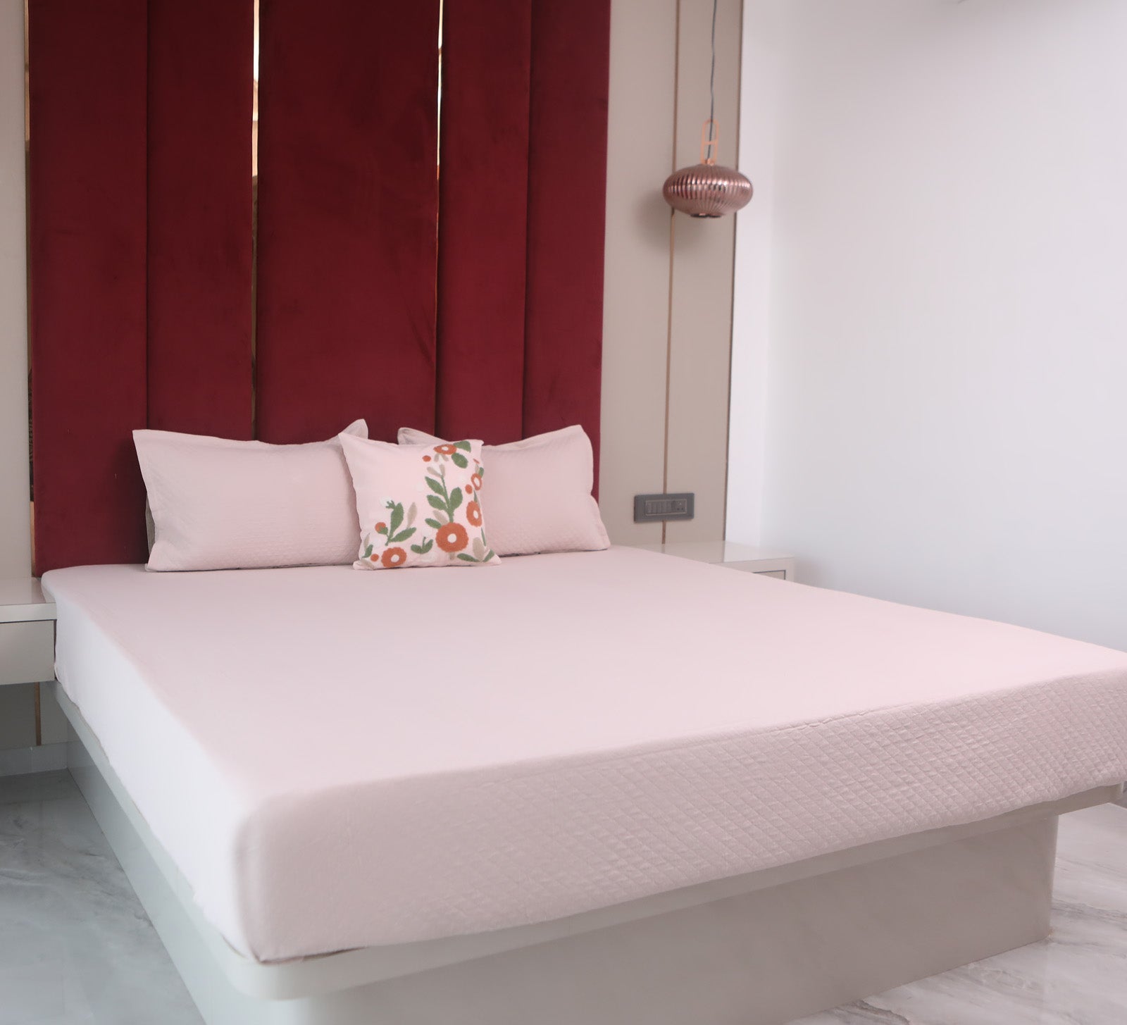 100% cotton woven self checks bed cover