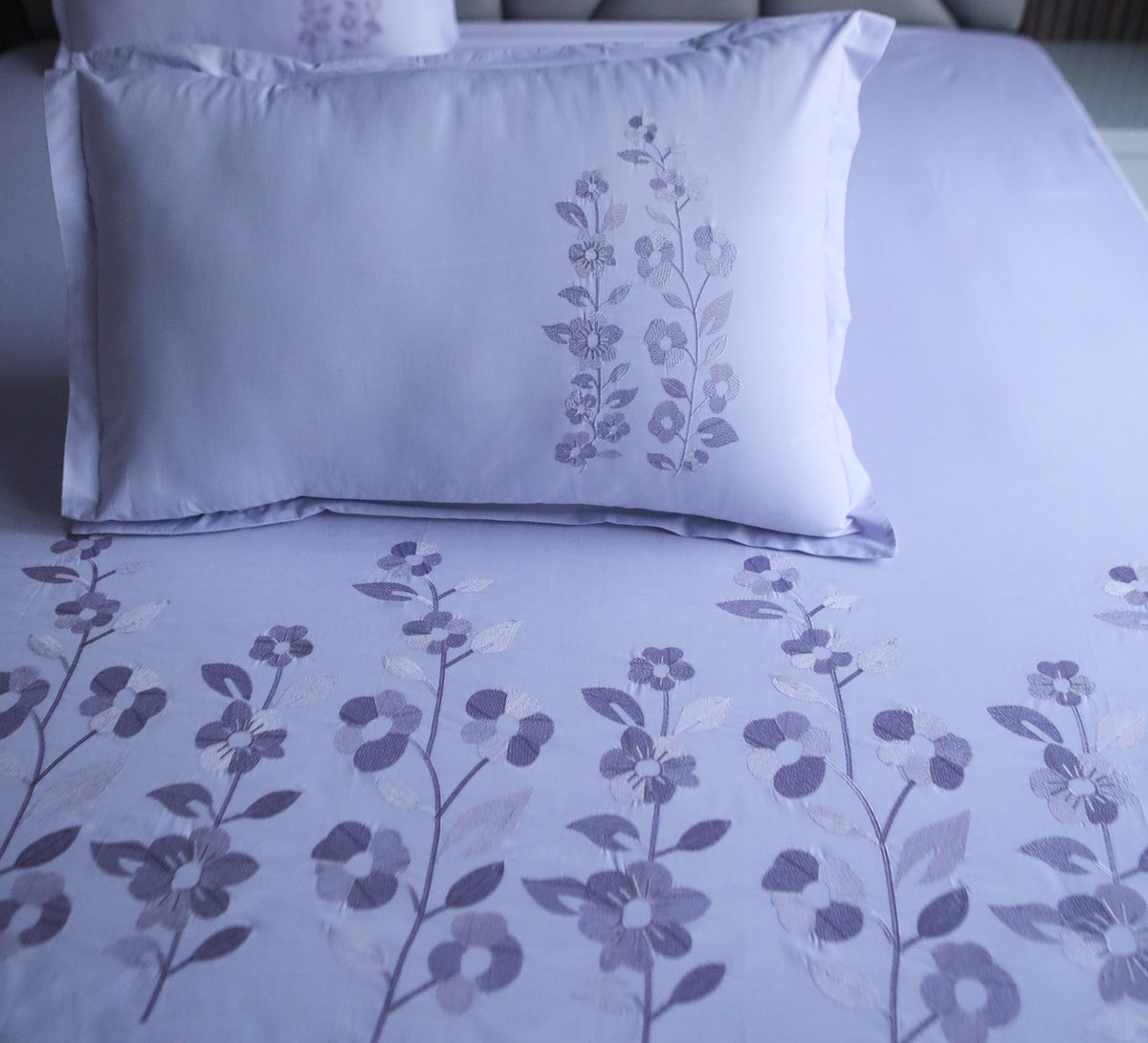 Cotton Satin Embroyed Double Bed Sheet