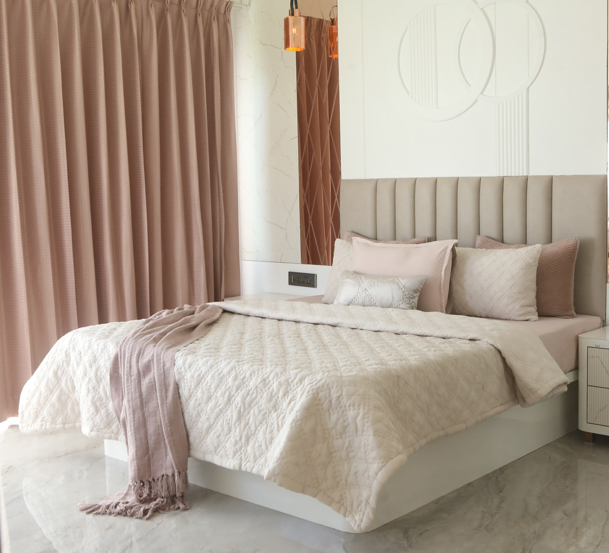 Ribbed Pink stripe throw