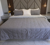 Grey and white  star double bed quilt