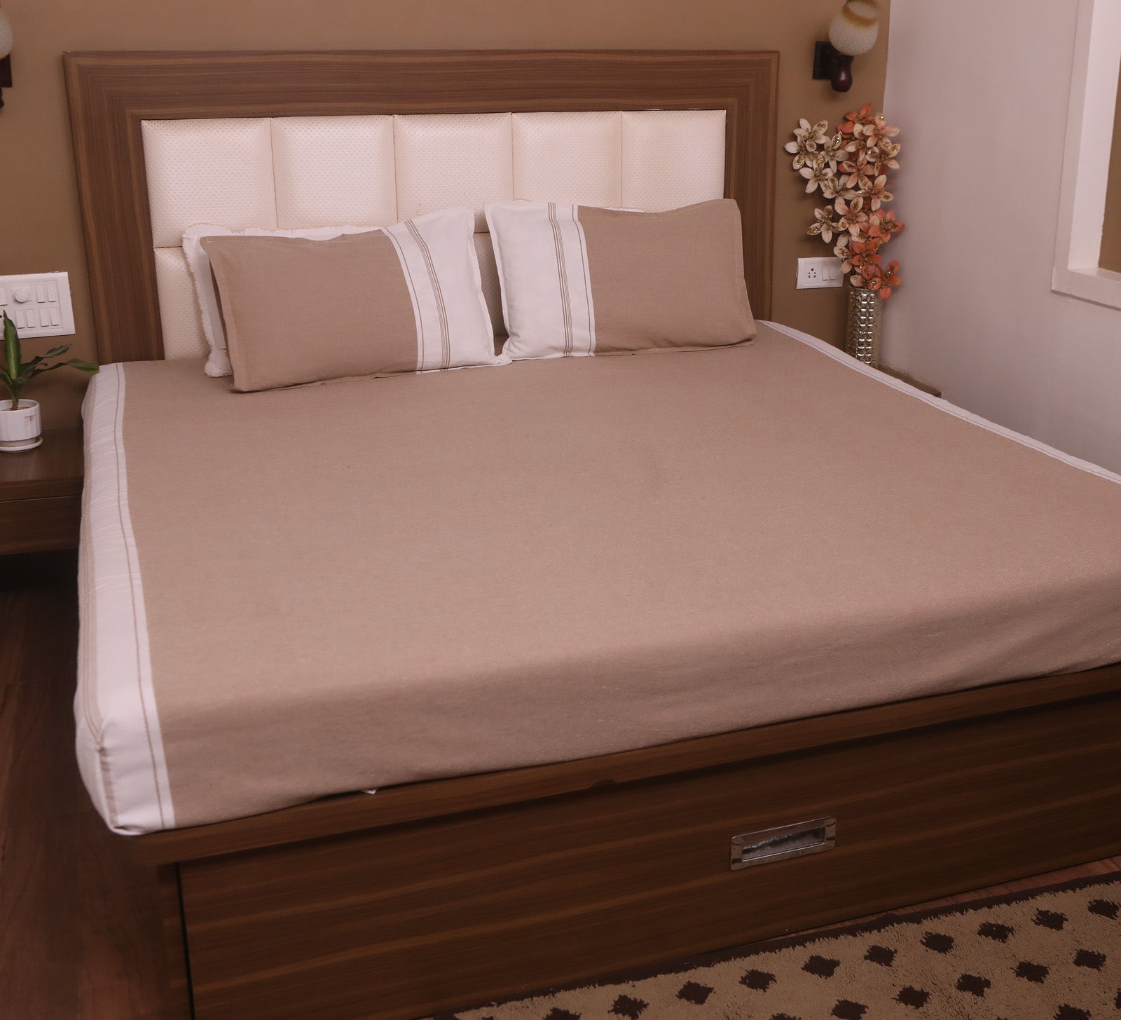 Organic Cotton Brown Double bed cover