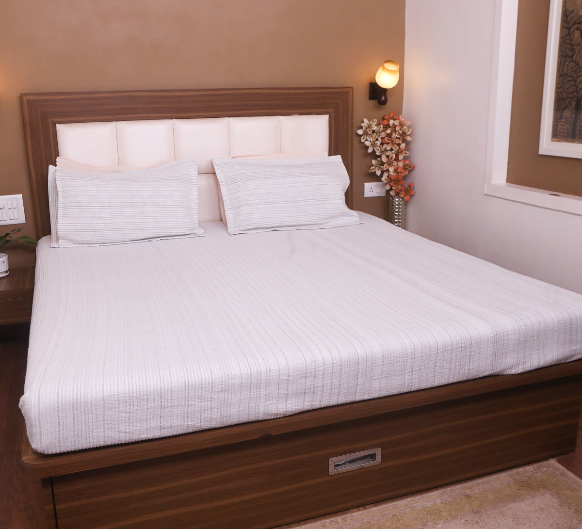 Woven Stripe Double Bed Sheet