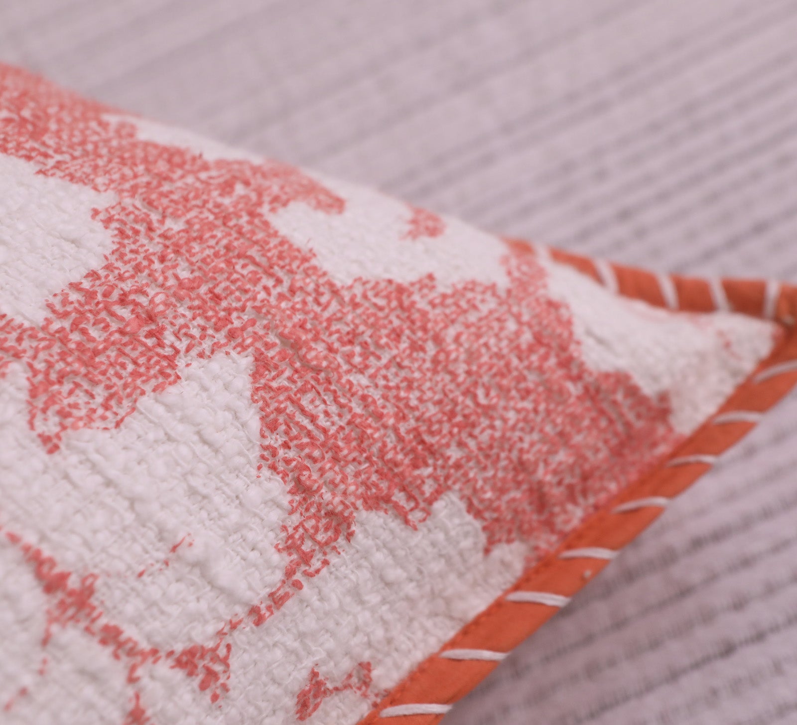 Orange Cotton Slub Floral Cushion Cover