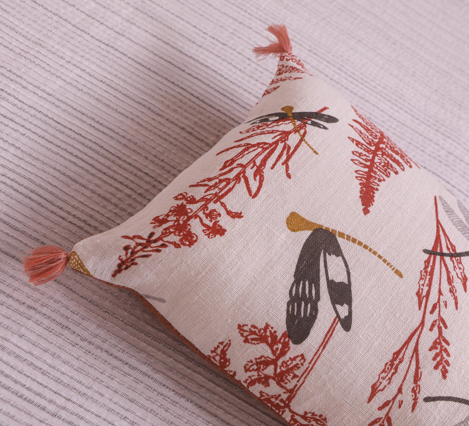 Dragonfly lumbar Linen cushion covers