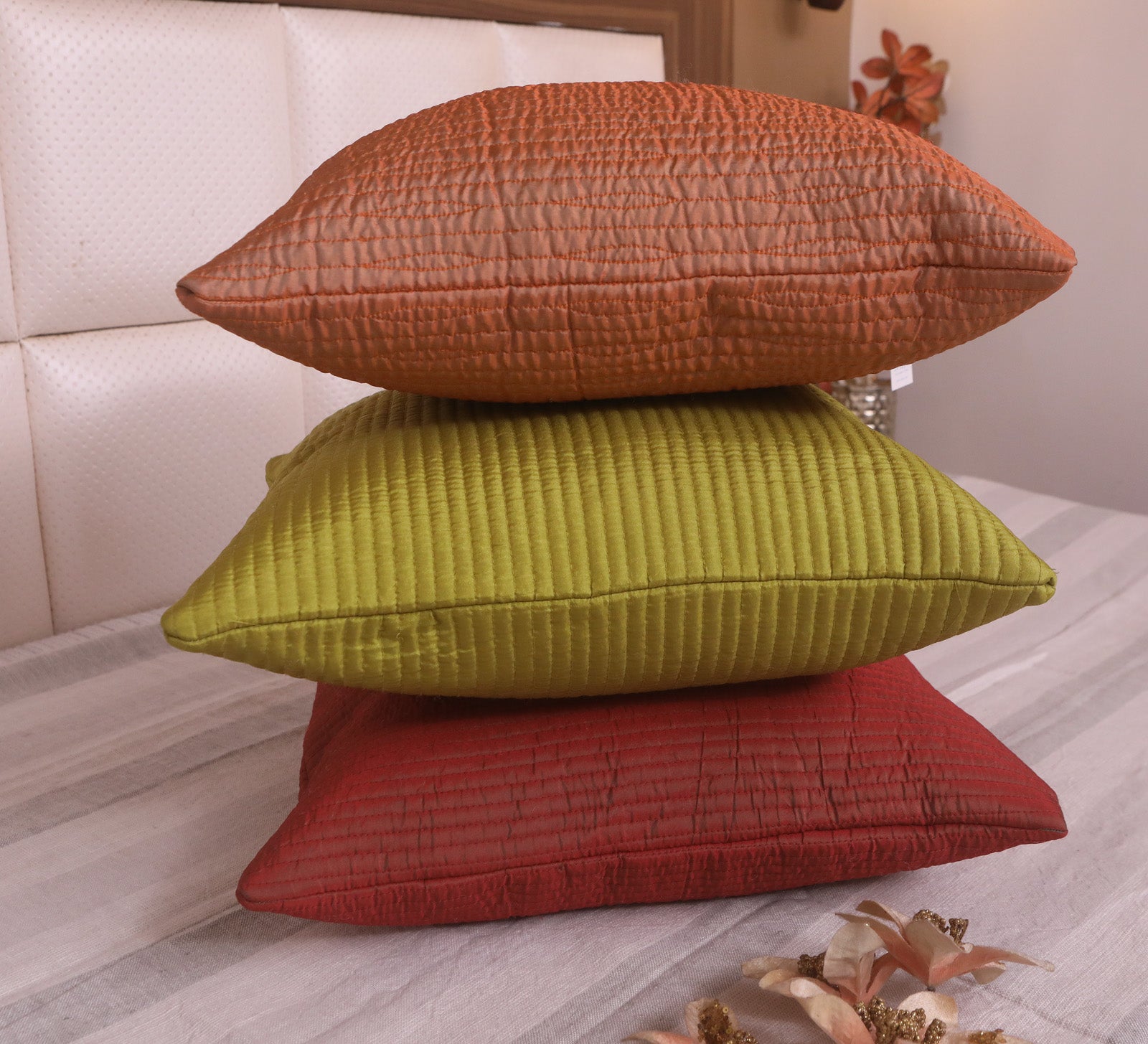 Quilted Silk Cushion Cover