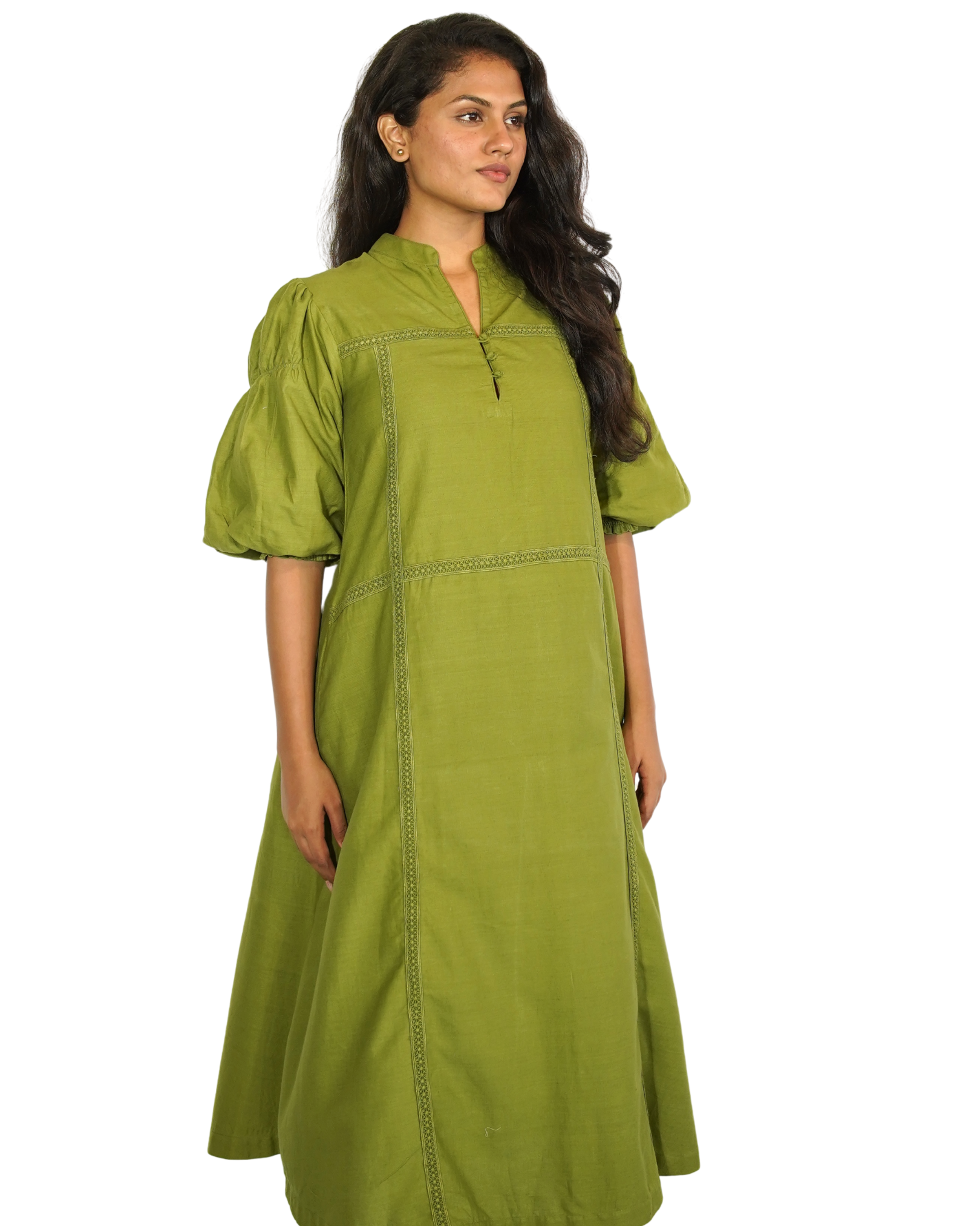 Taru and Agni mid length dress with lace