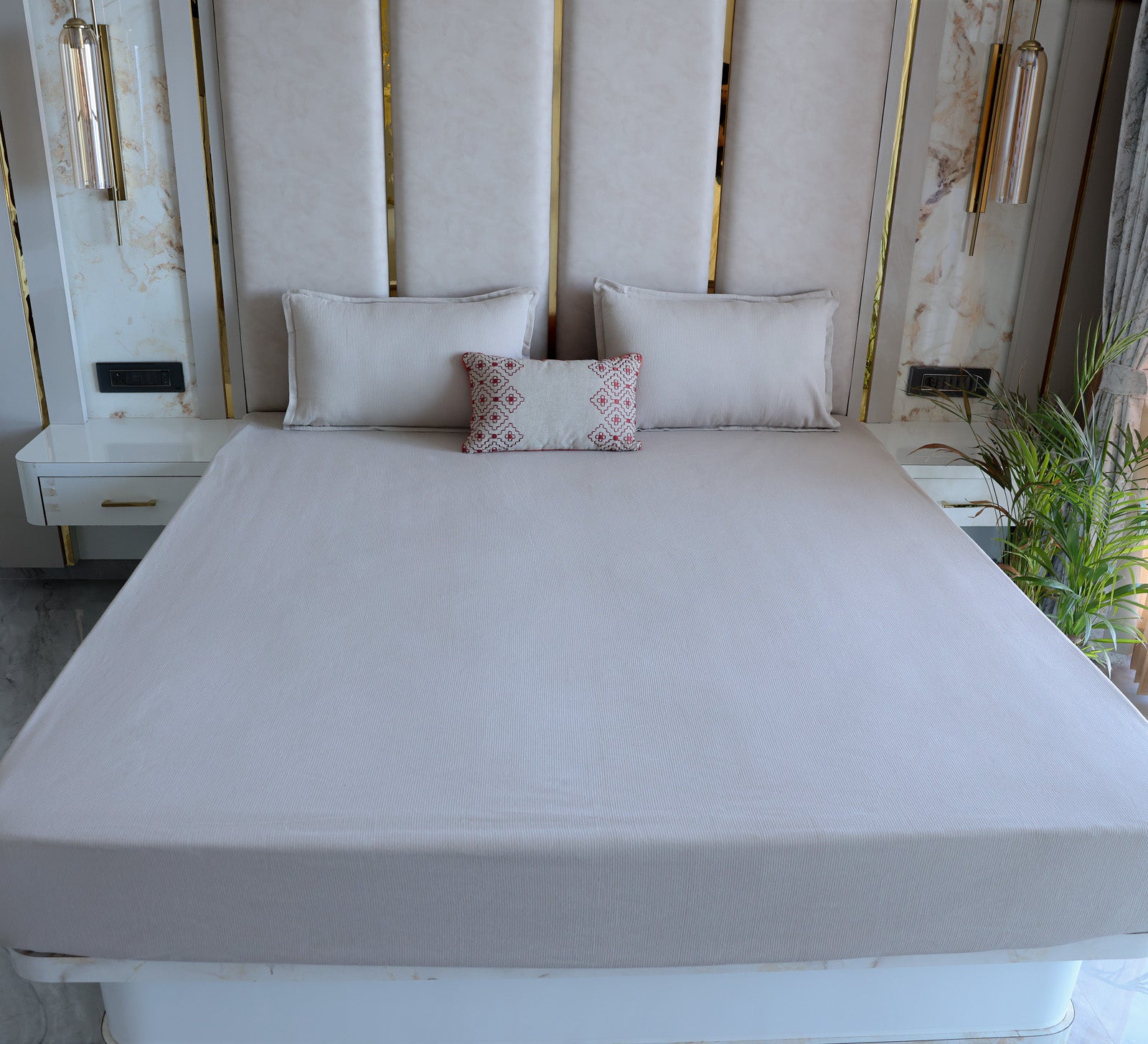 Ribbed 100% cotton bed sheet
