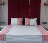 Jacquard Woven Red and Grey Double Bed Cover