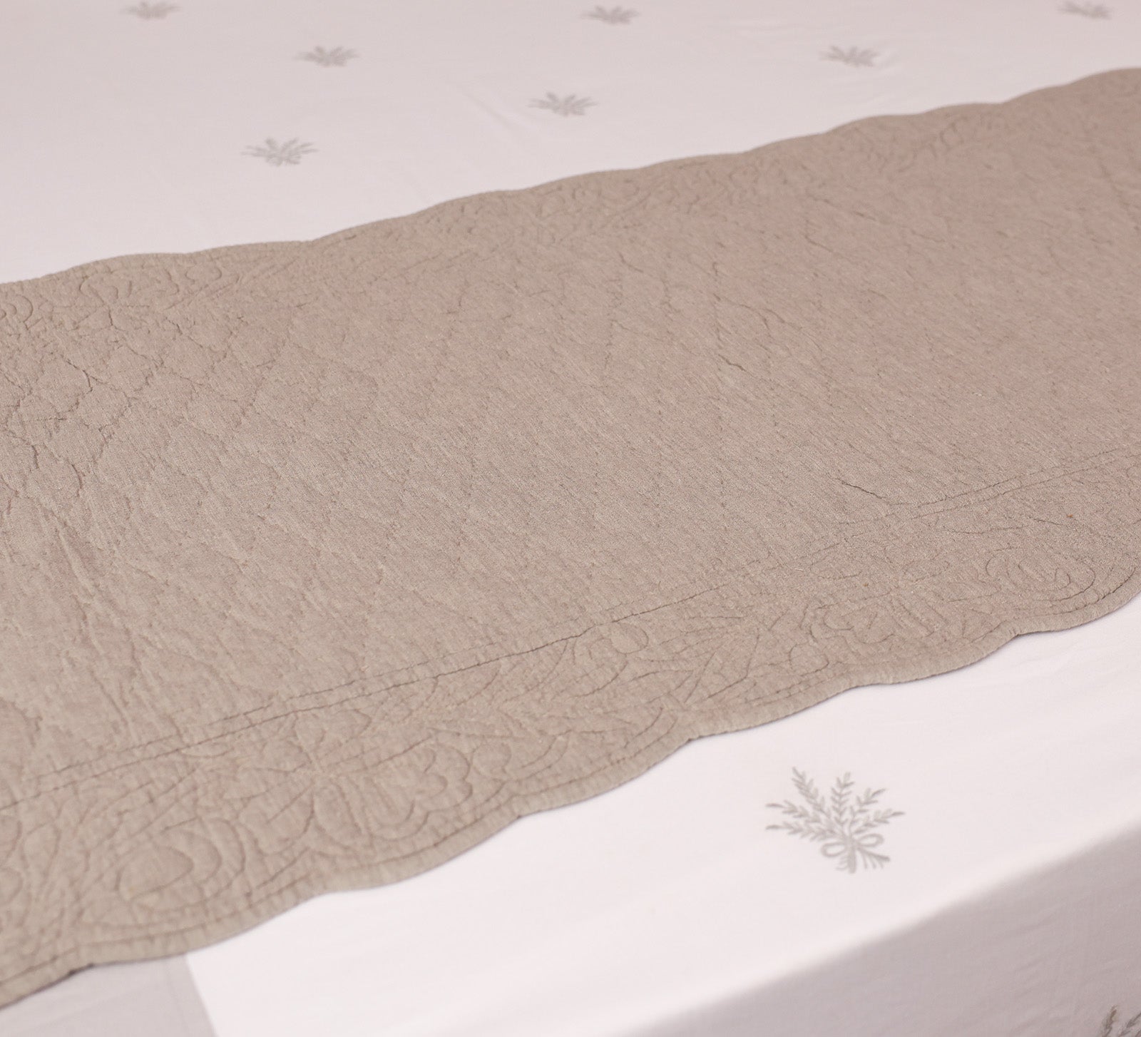 Quilted hand embroided Bed Runner