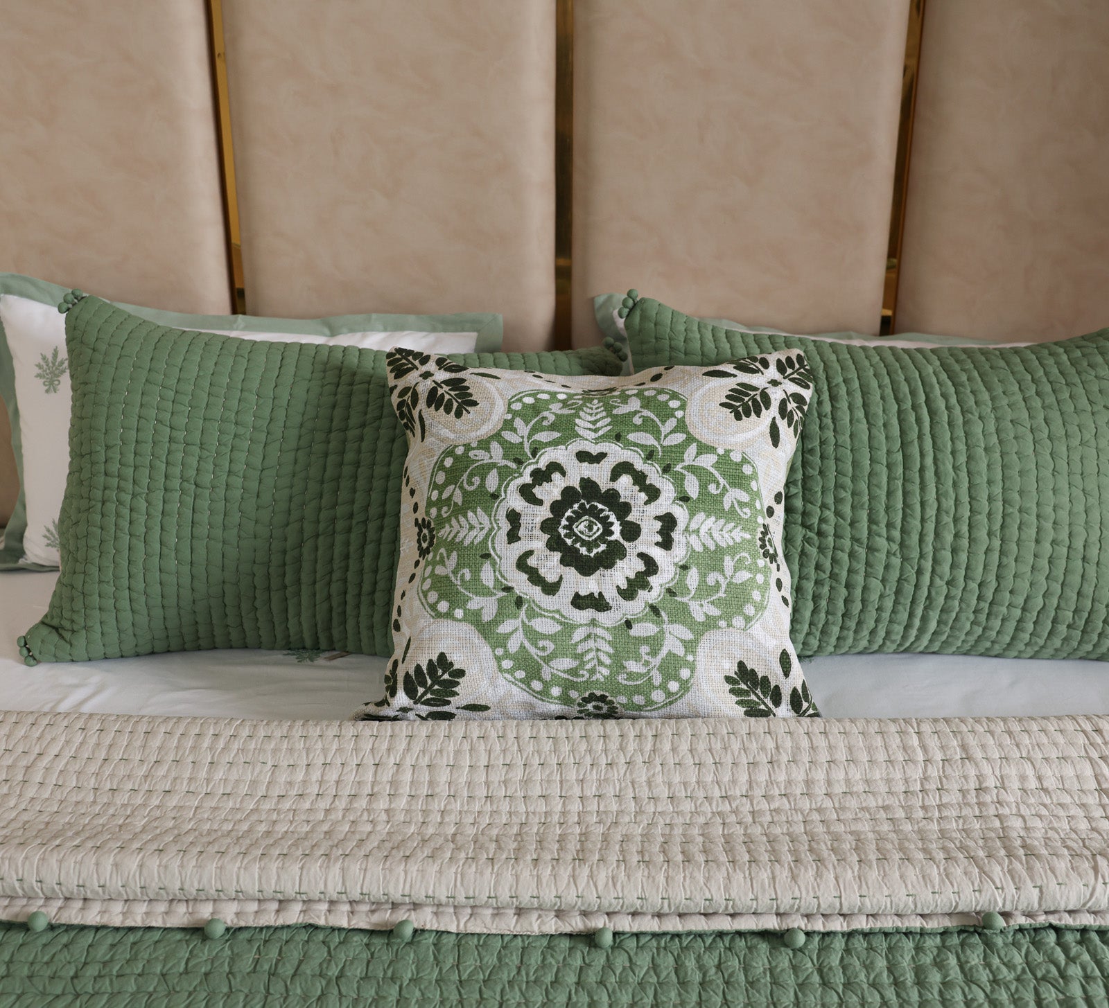 Cotton woven Embriodary on Printed Cushion Cover