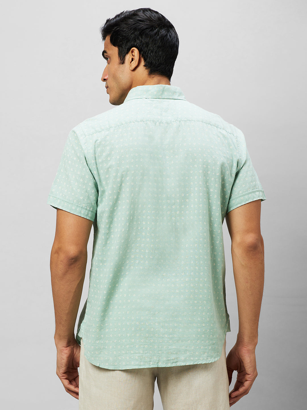 Eco Khadi Cotton Blue Shirt With printed pattern
