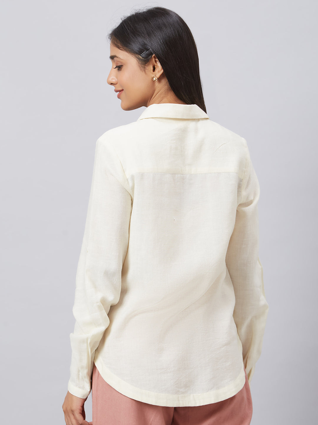 Eco Khadi Cotton Classic White Shirt With Stitch Detailing