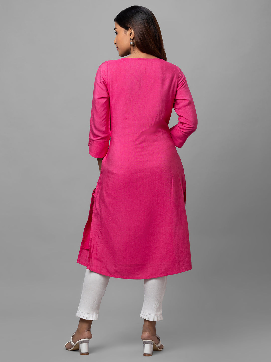 Eco Khadi Silk Pink Hand Embroidered Kurta - Raag