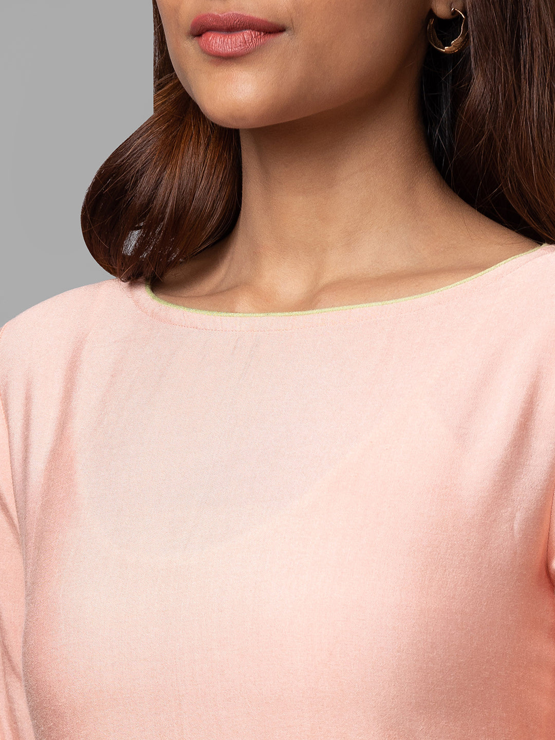 Eco Khadi Silk Peach Hand Embroidered Tunic Dress - Shaye