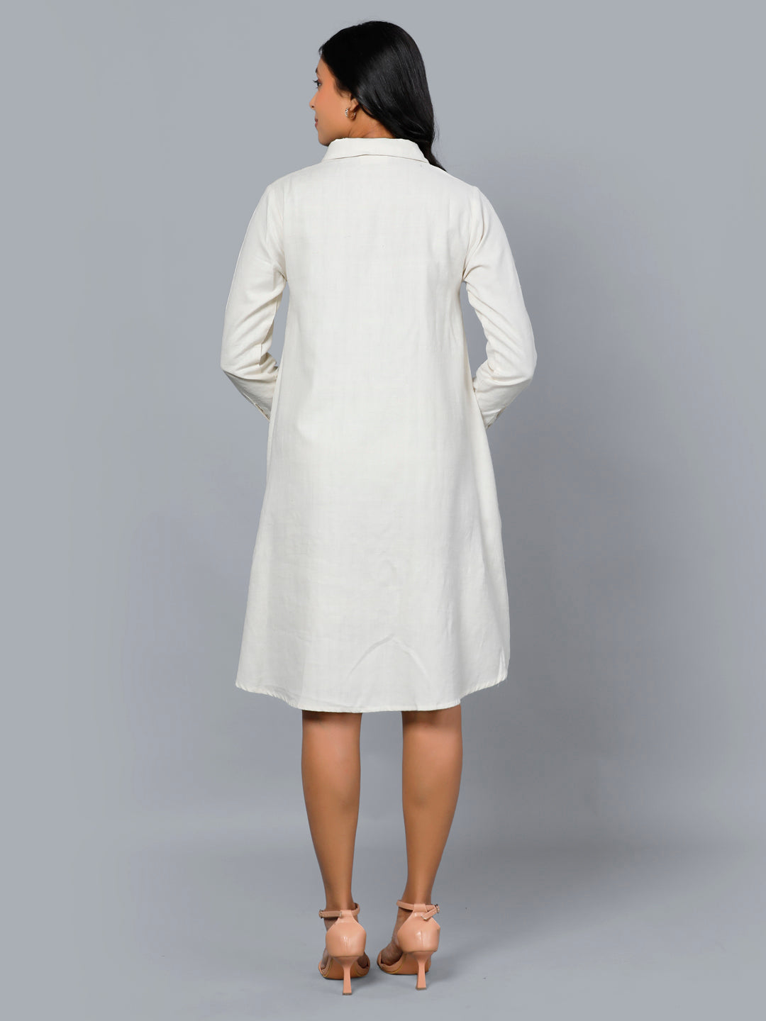 Eco Khadi Silk Ivory Floral Embroidered Tunic - Meher