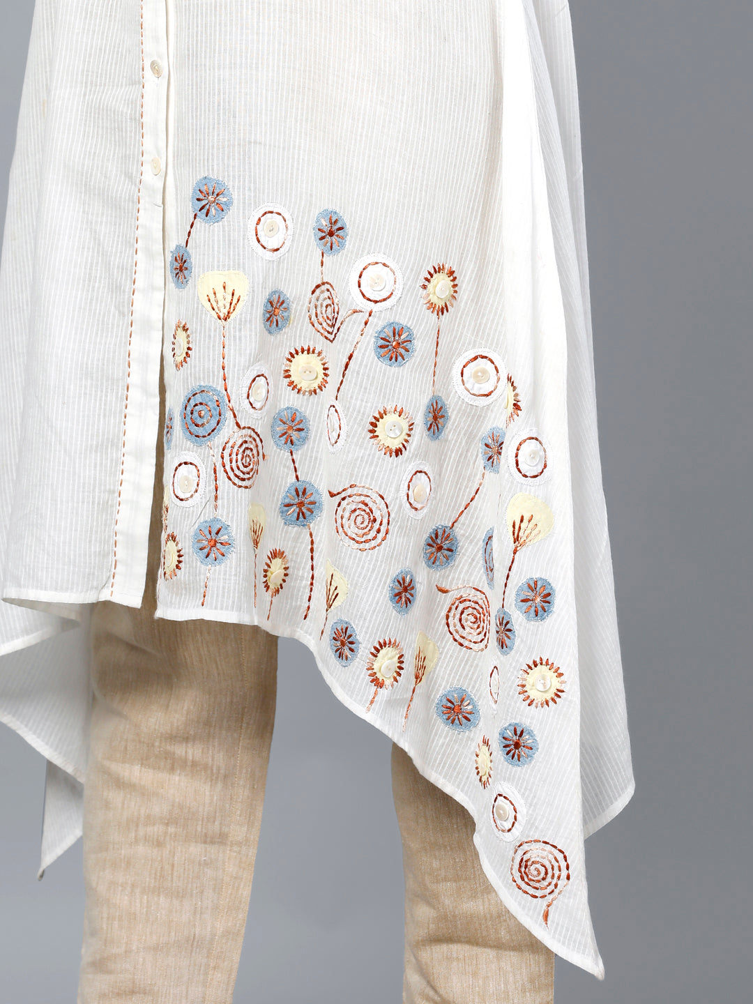 Eco Khadi Muslin Cotton Applique Kurta
