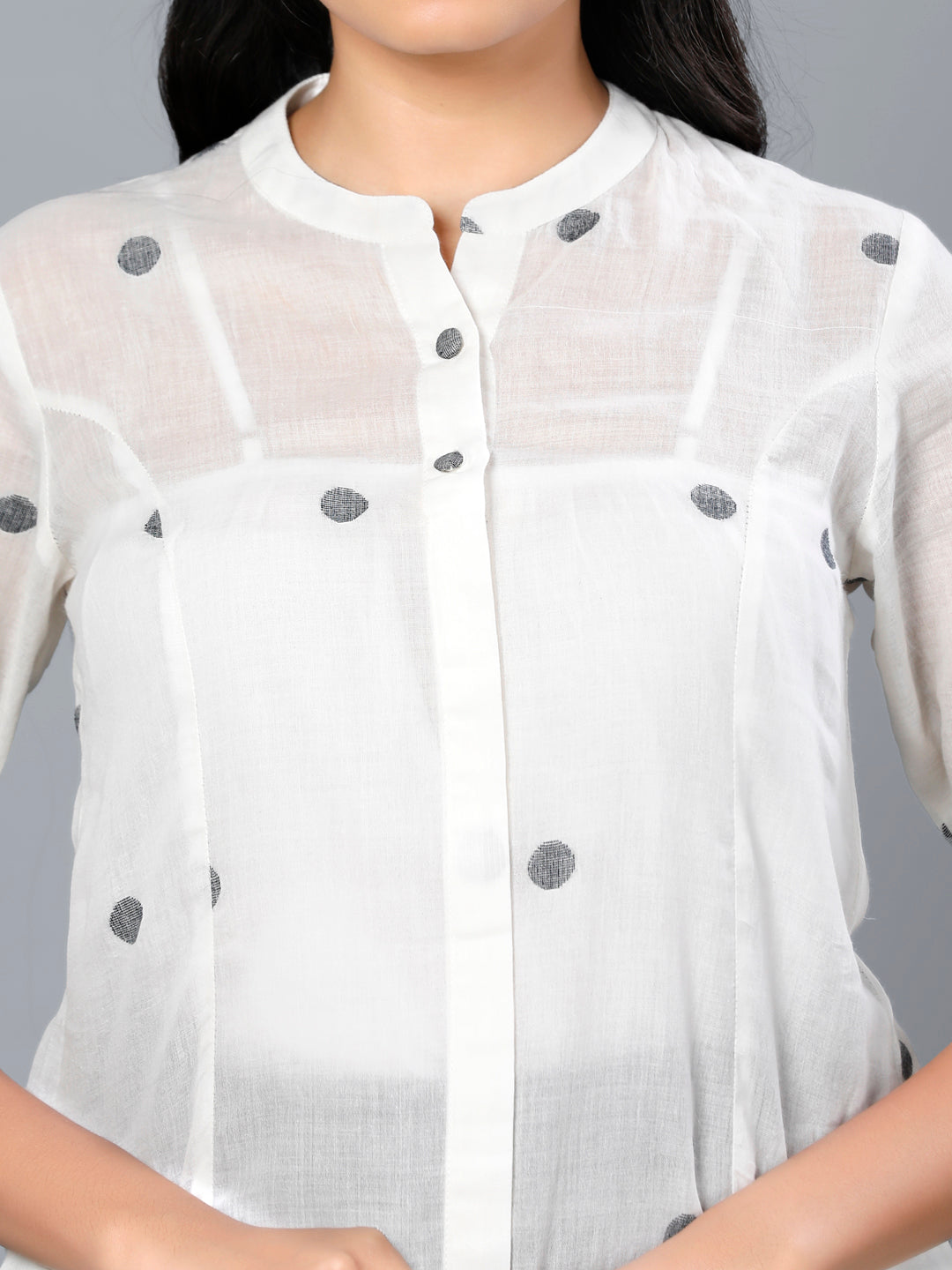 Eco Khadi Jamdani Cotton White Kurta - Amara
