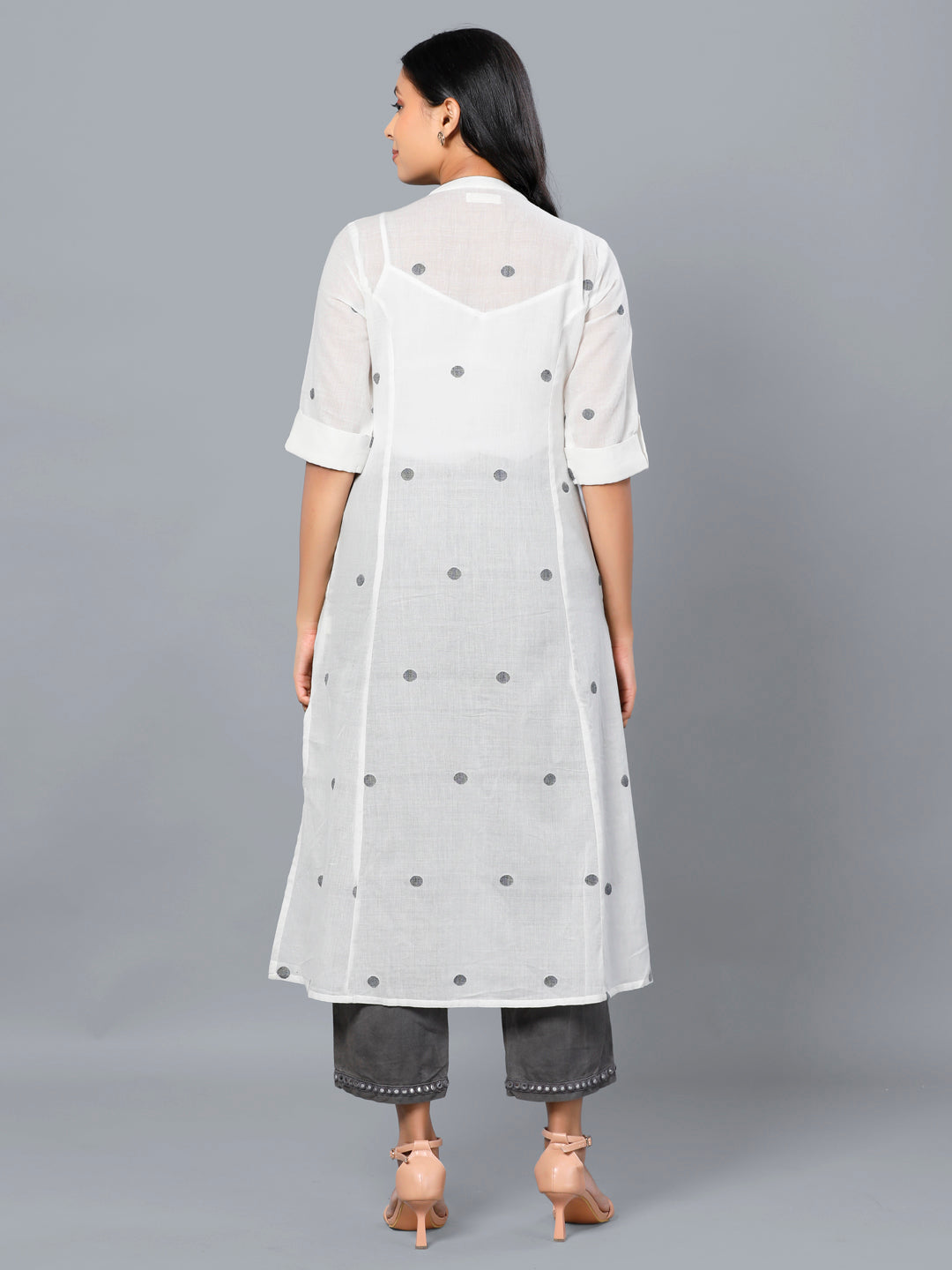 Eco Khadi Jamdani Cotton White Kurta - Amara