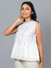 Eco Khadi Jamdani Cotton White Top - Amara