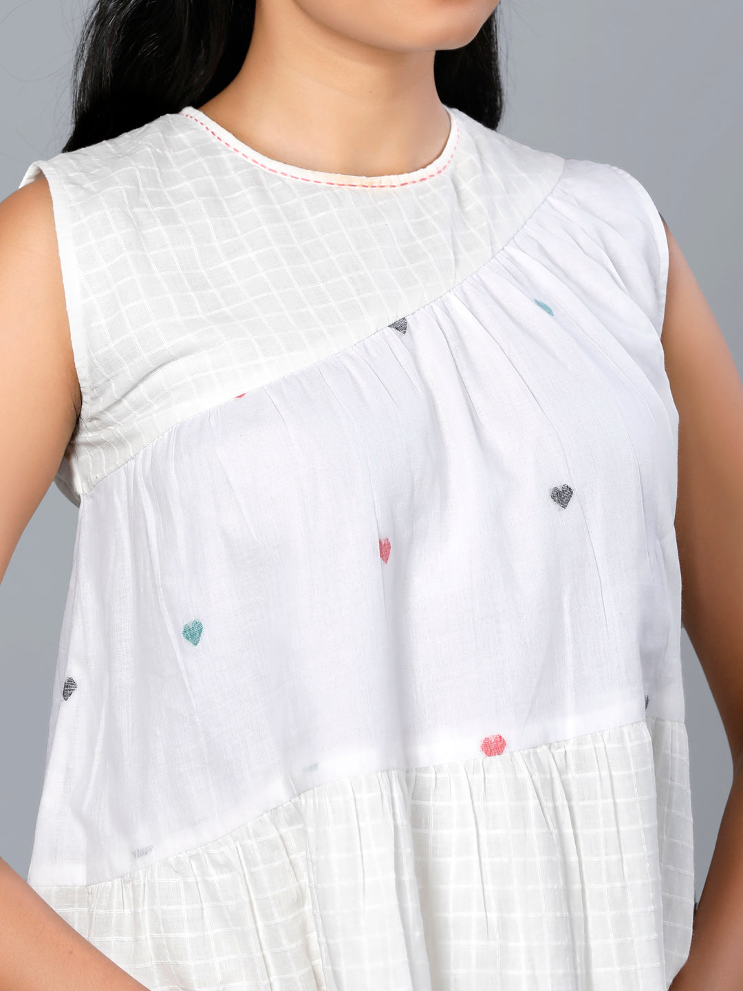 Eco Khadi Jamdani Cotton White Top - Amara