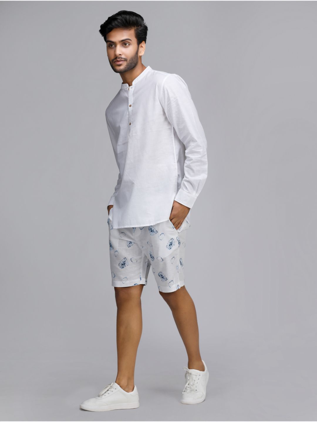 Eco Khadi Cotton Shibori Shorts - Doris