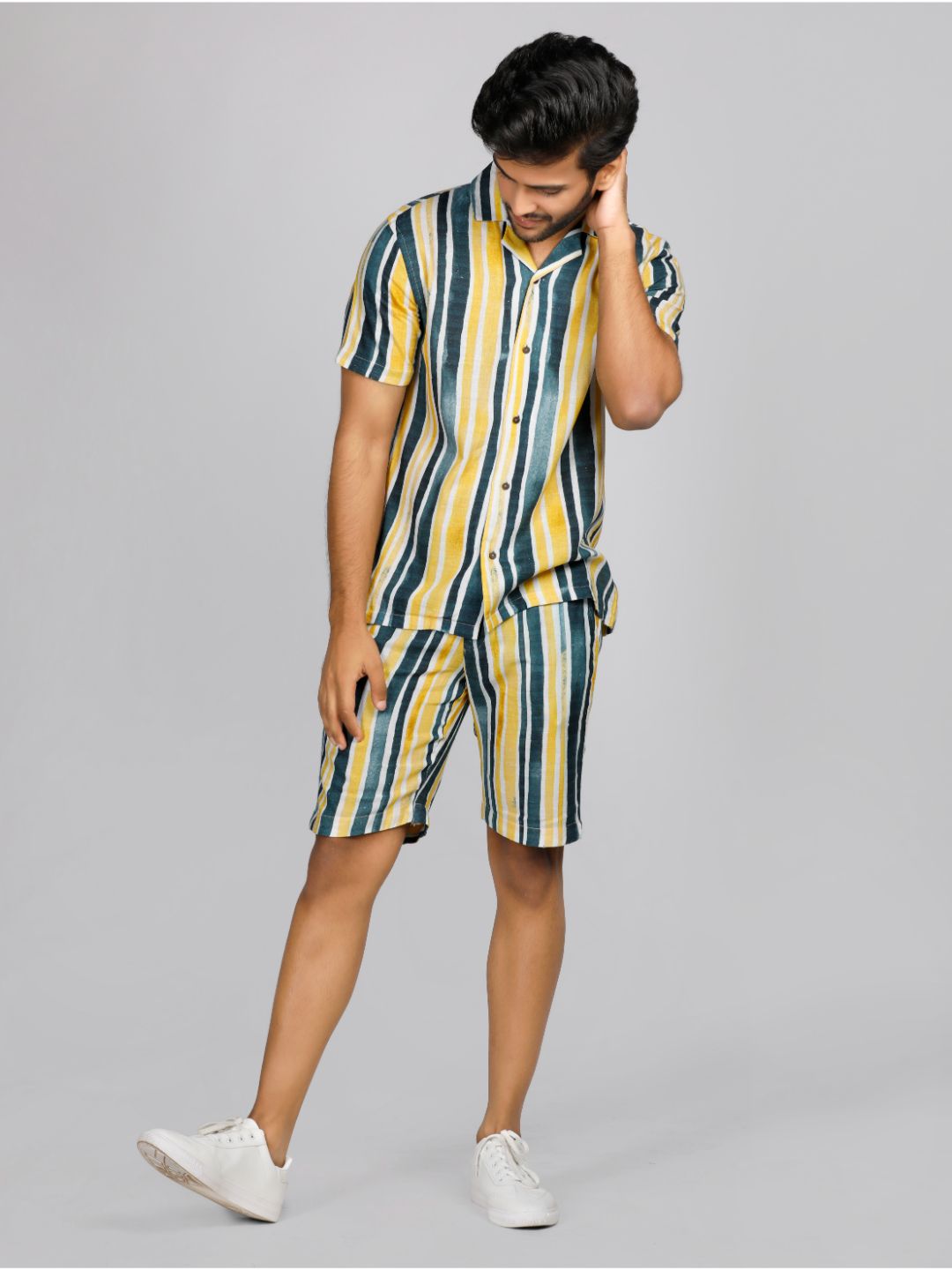 Eco Khadi Cotton Yellow Stripes Casual Khadi Shirt