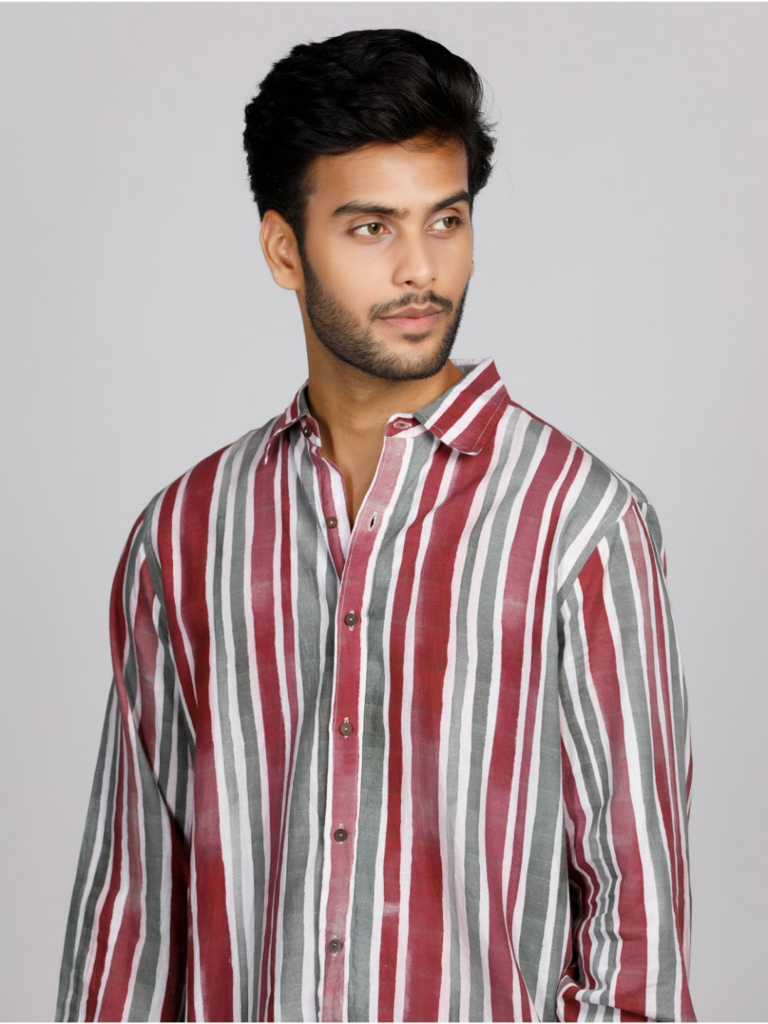 Eco Khadi Cotton Red Stripes Casual Shirt