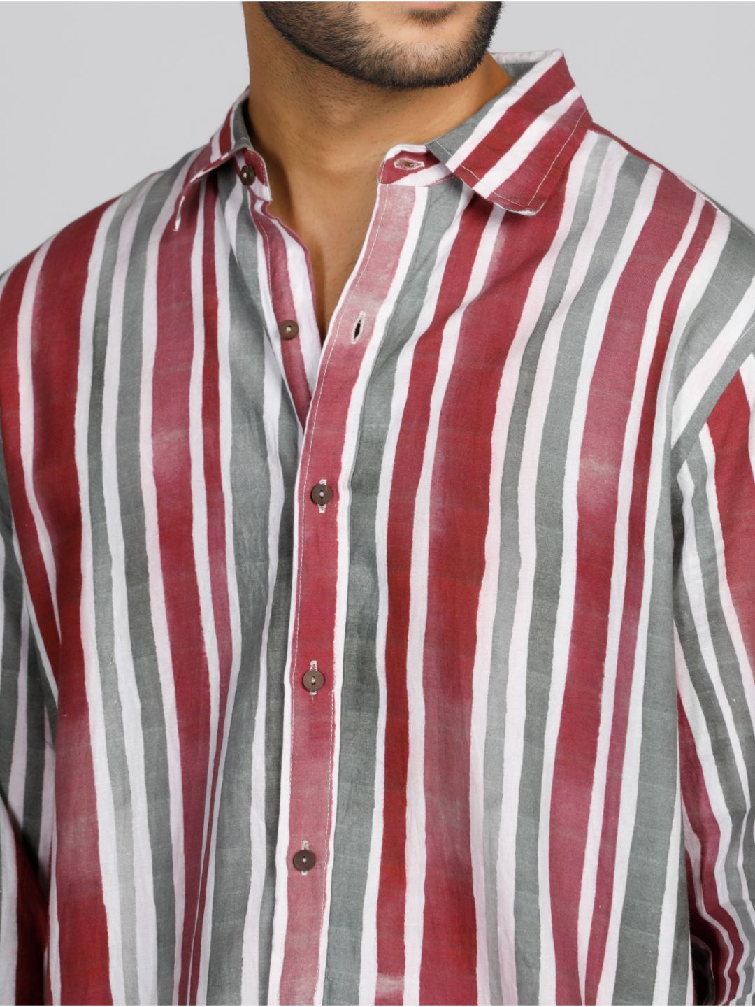 Eco Khadi Cotton Red Stripes Casual Shirt