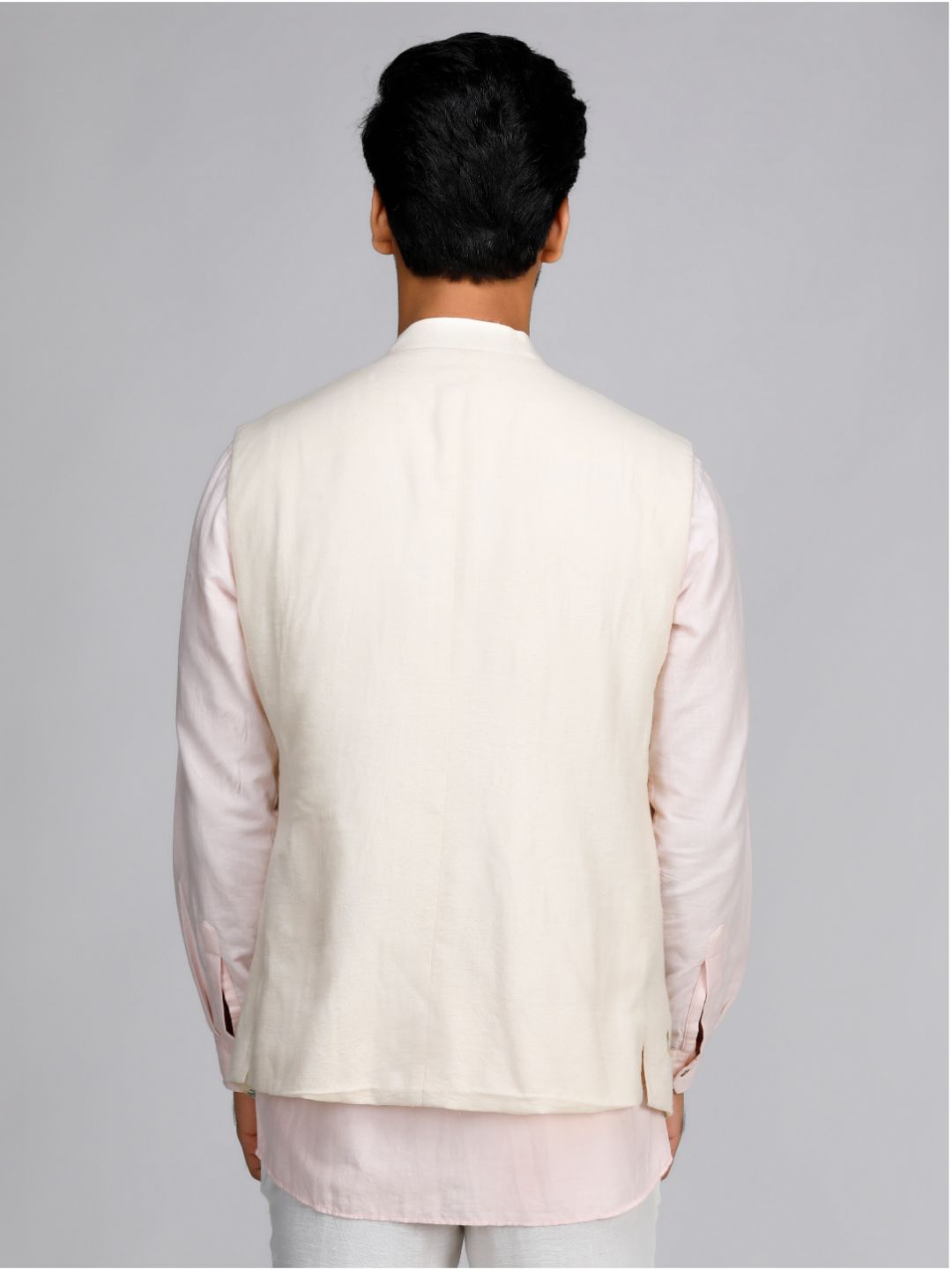 Eco Khadi Cotton Embroidered Nehru Jacket - Arva