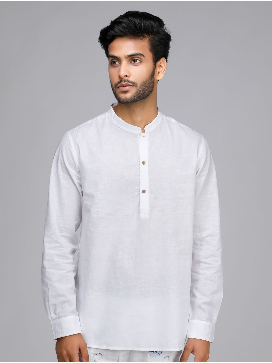 Eco Khadi Cotton Bright White Shirt Kurta