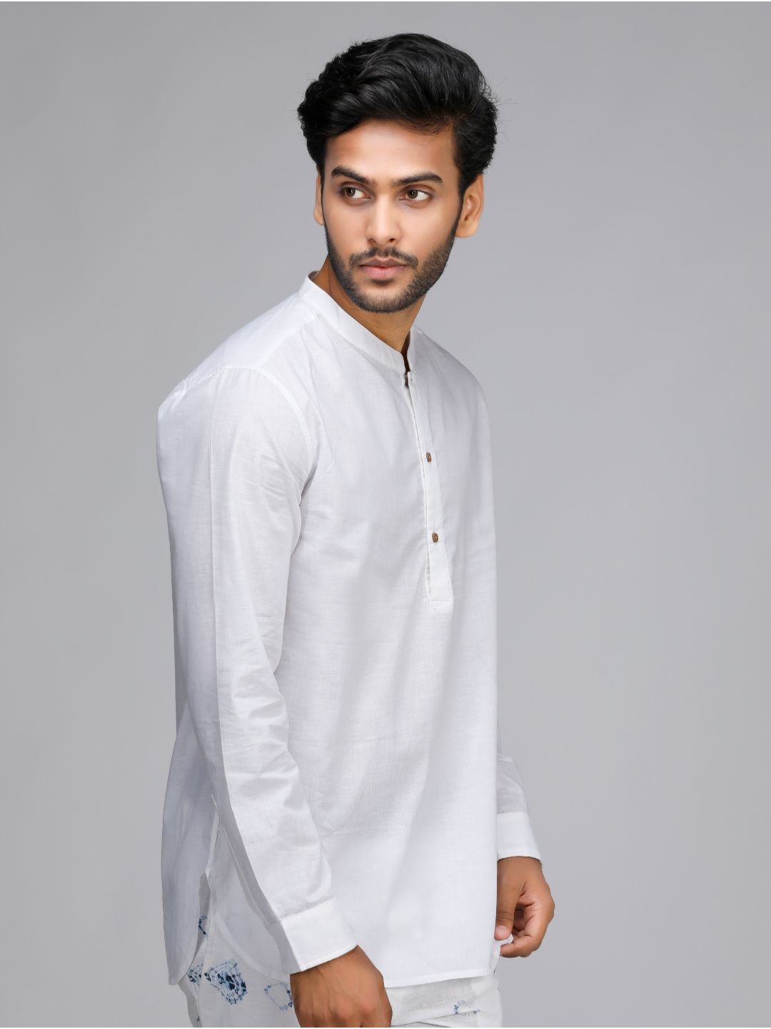 Eco Khadi Cotton Bright White Shirt Kurta