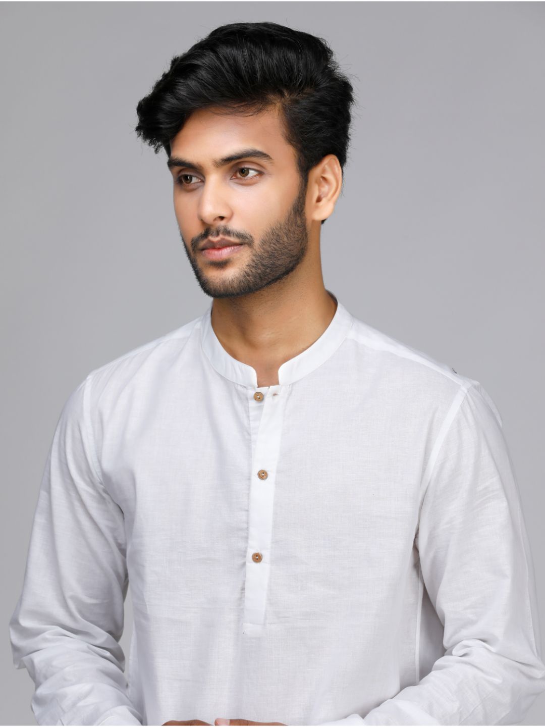 Eco Khadi Cotton Bright White Shirt Kurta