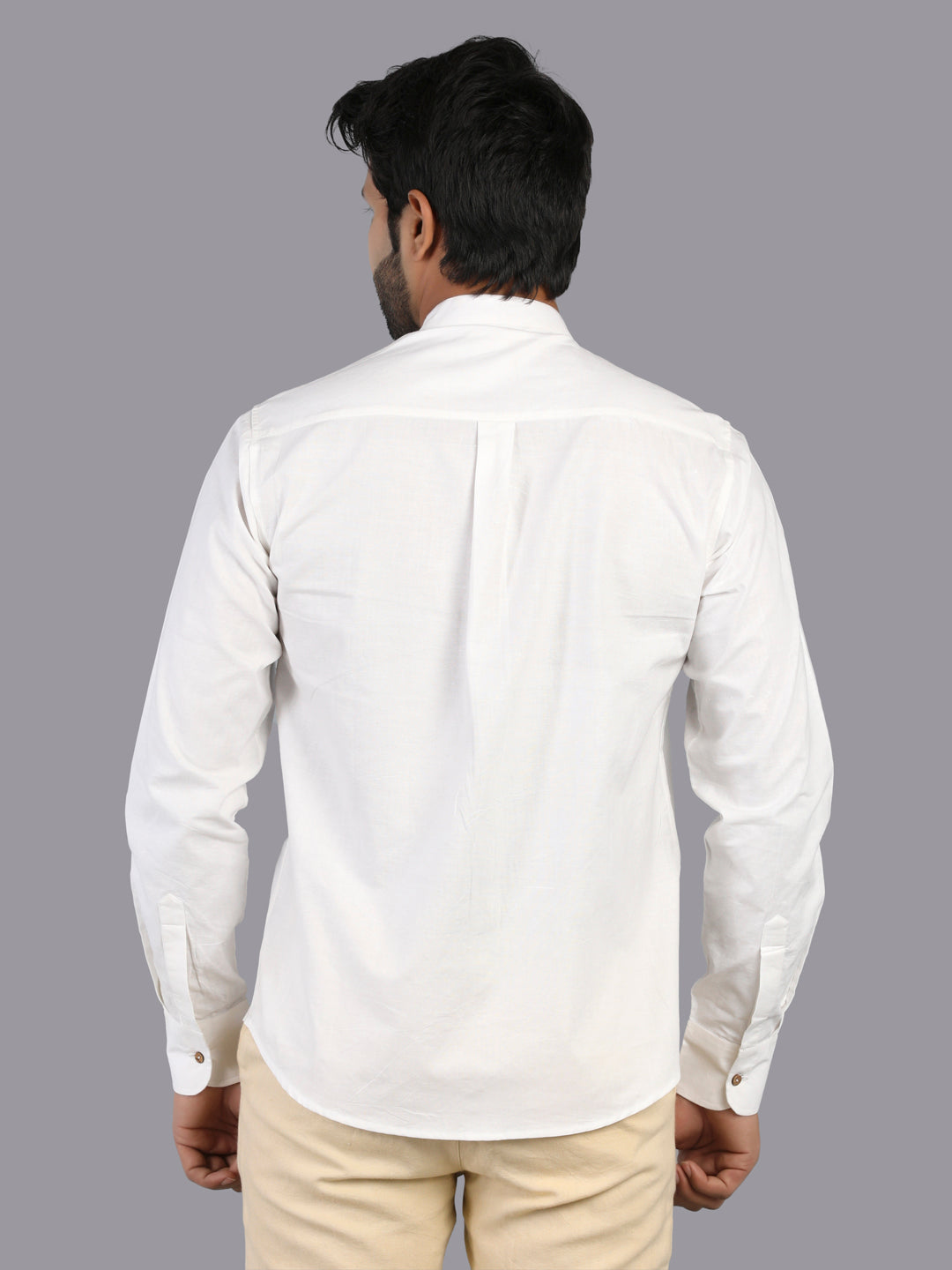 Eco Khadi Cotton Classic White Shirt with Band Collar
