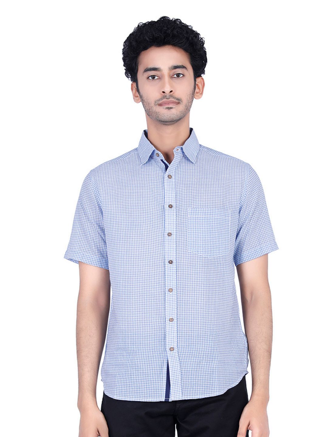 Eco Khadi Cotton Blue White Checks Shirt - Manay