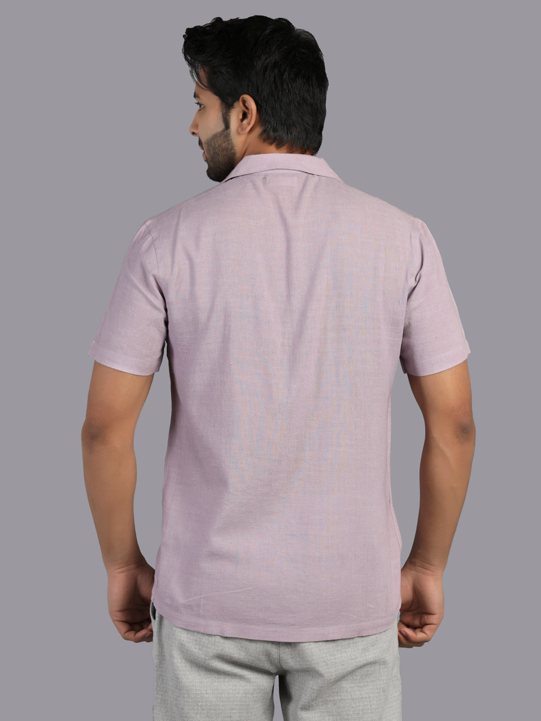 Eco Khadi Cotton Purple Shirt with Camp Collar - Divik
