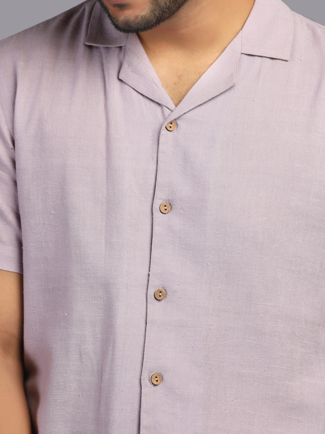 Eco Khadi Cotton Purple Shirt with Camp Collar - Divik