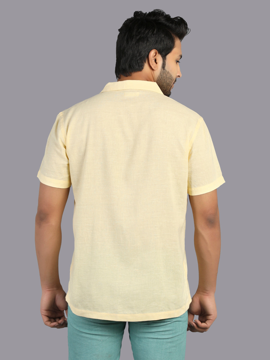 Eco Khadi Cotton Yellow Shirt with Camp Collar - Divik