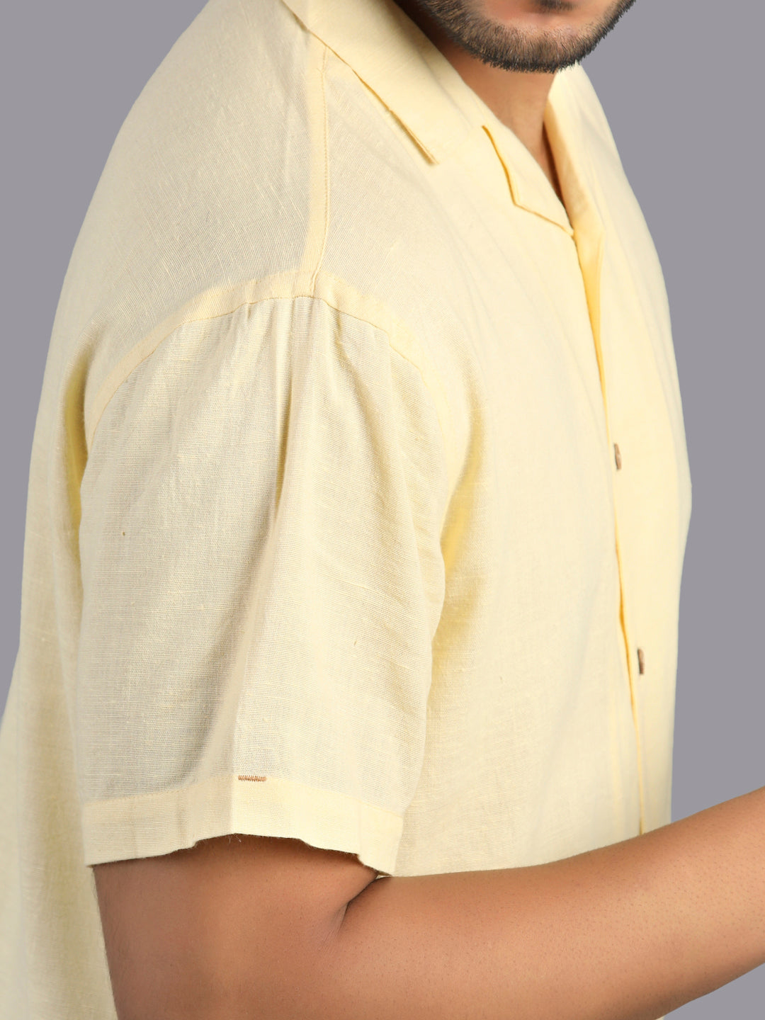 Eco Khadi Cotton Yellow Shirt with Camp Collar - Divik