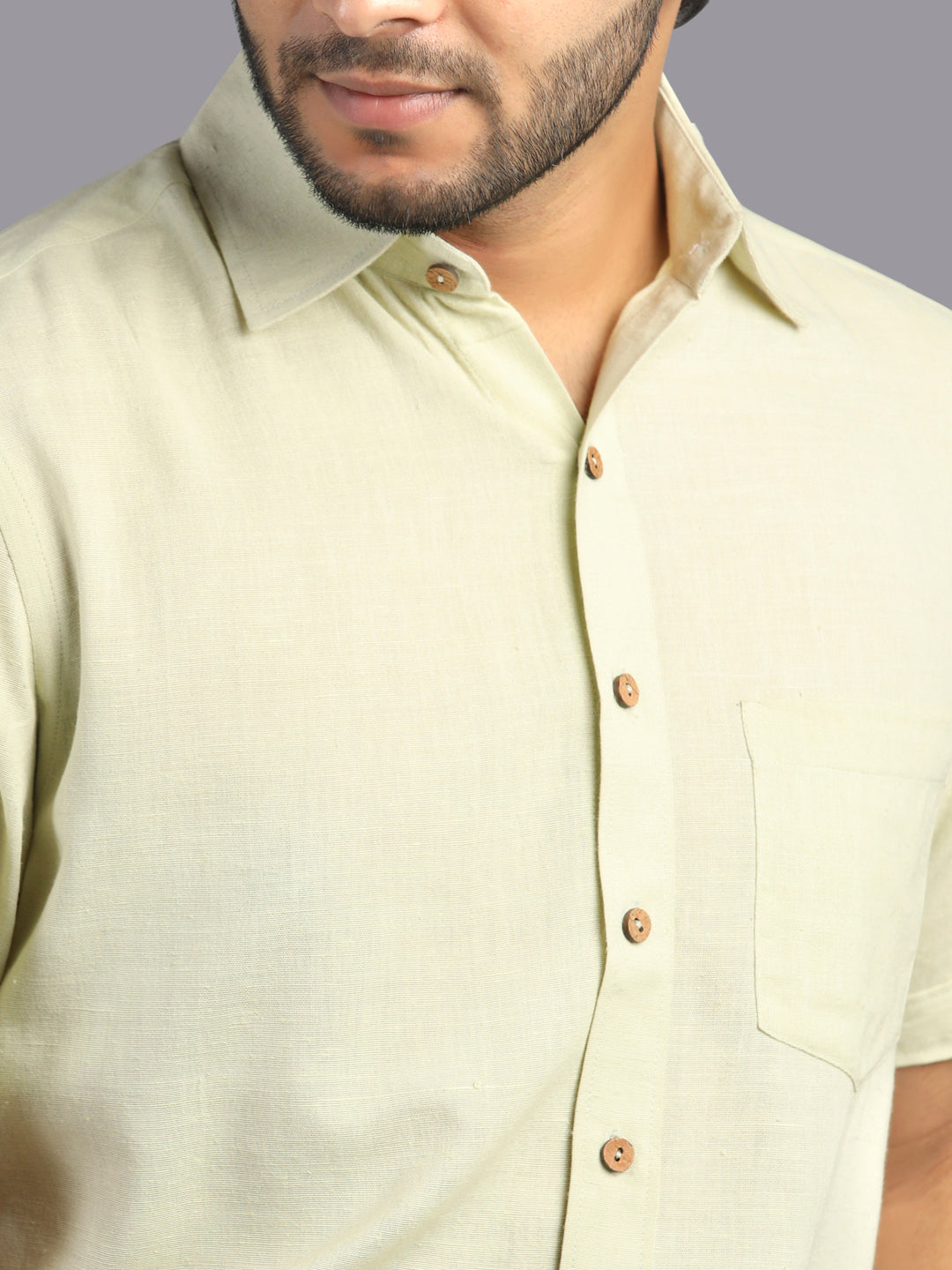 Eco Khadi Cotton Classic Green Shirt - Eashav