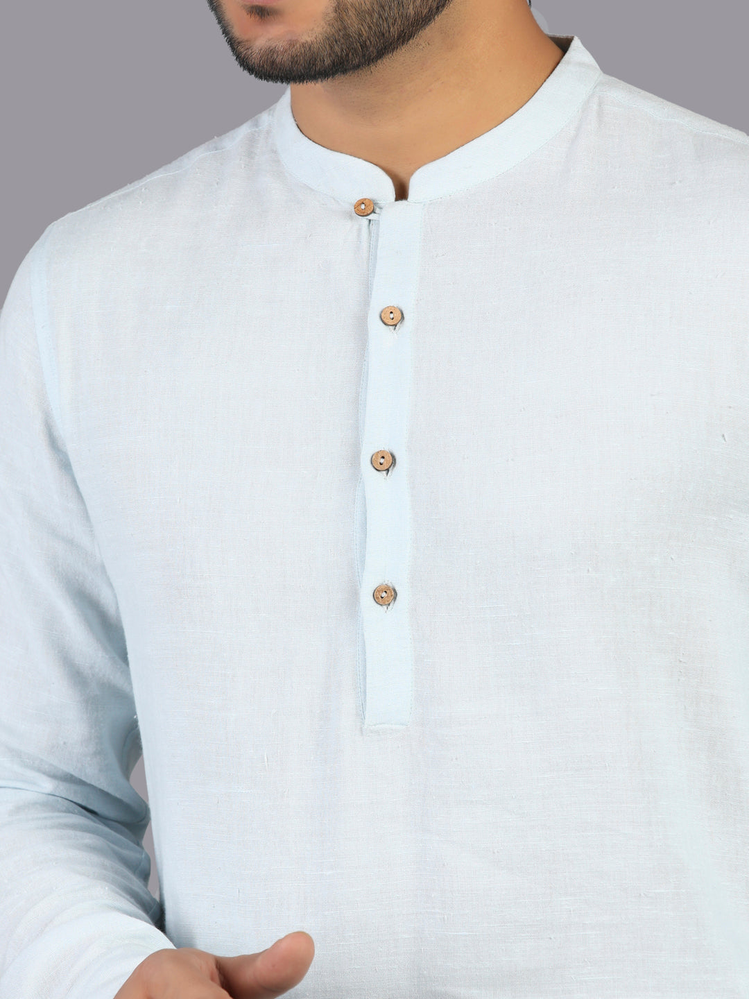 Eco Khadi Cotton Powder Blue Shirt Kurta