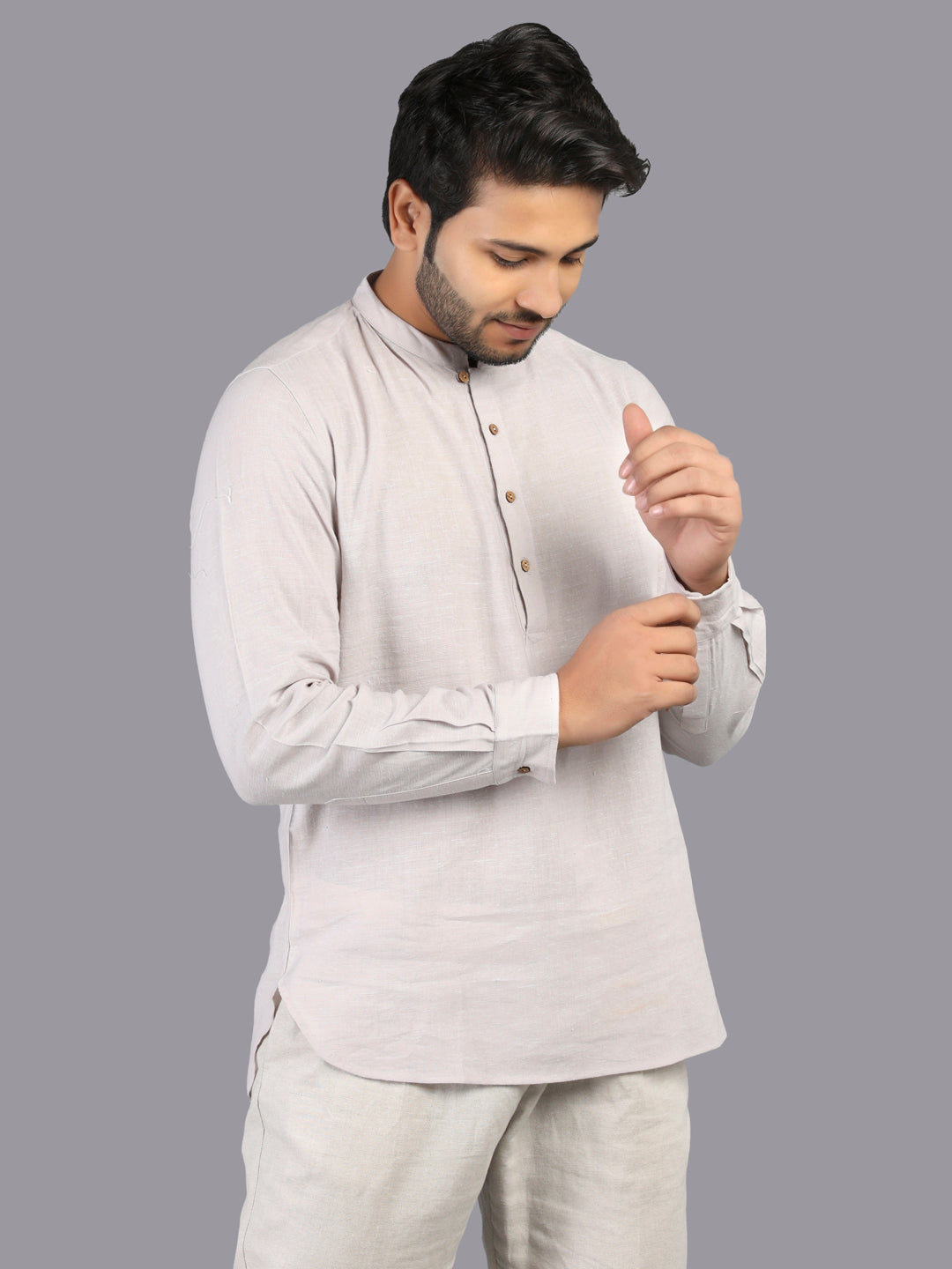 Eco Khadi Cotton Lunar Grey Shirt Kurta