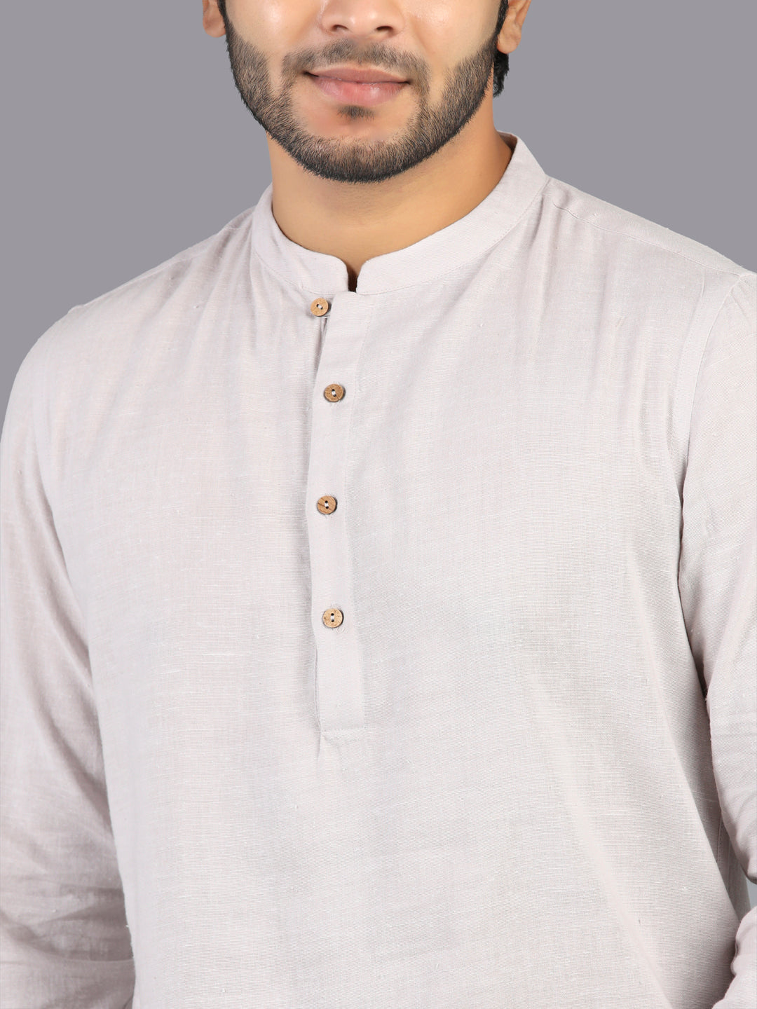 Eco Khadi Cotton Lunar Grey Shirt Kurta