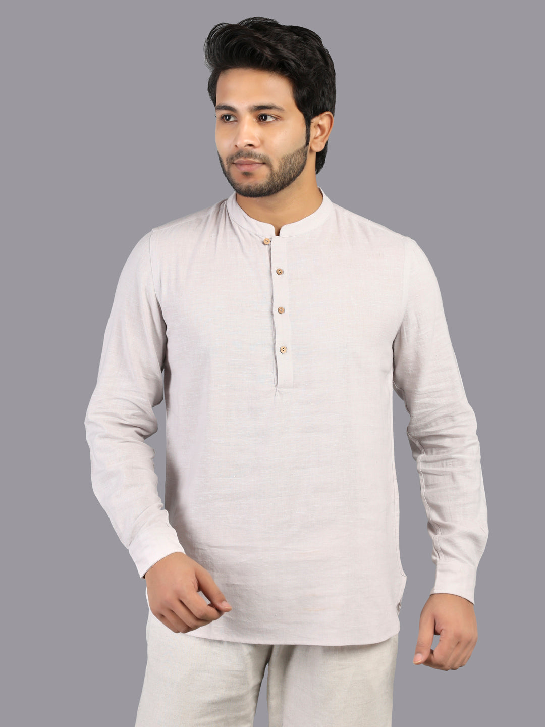 Eco Khadi Cotton Lunar Grey Shirt Kurta