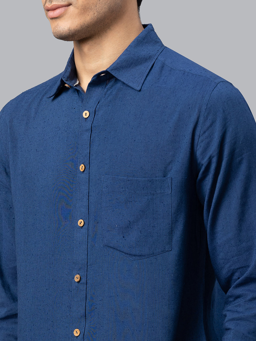 Eco Khadi Cotton Autumn Navy Classic Shirt - Jayden