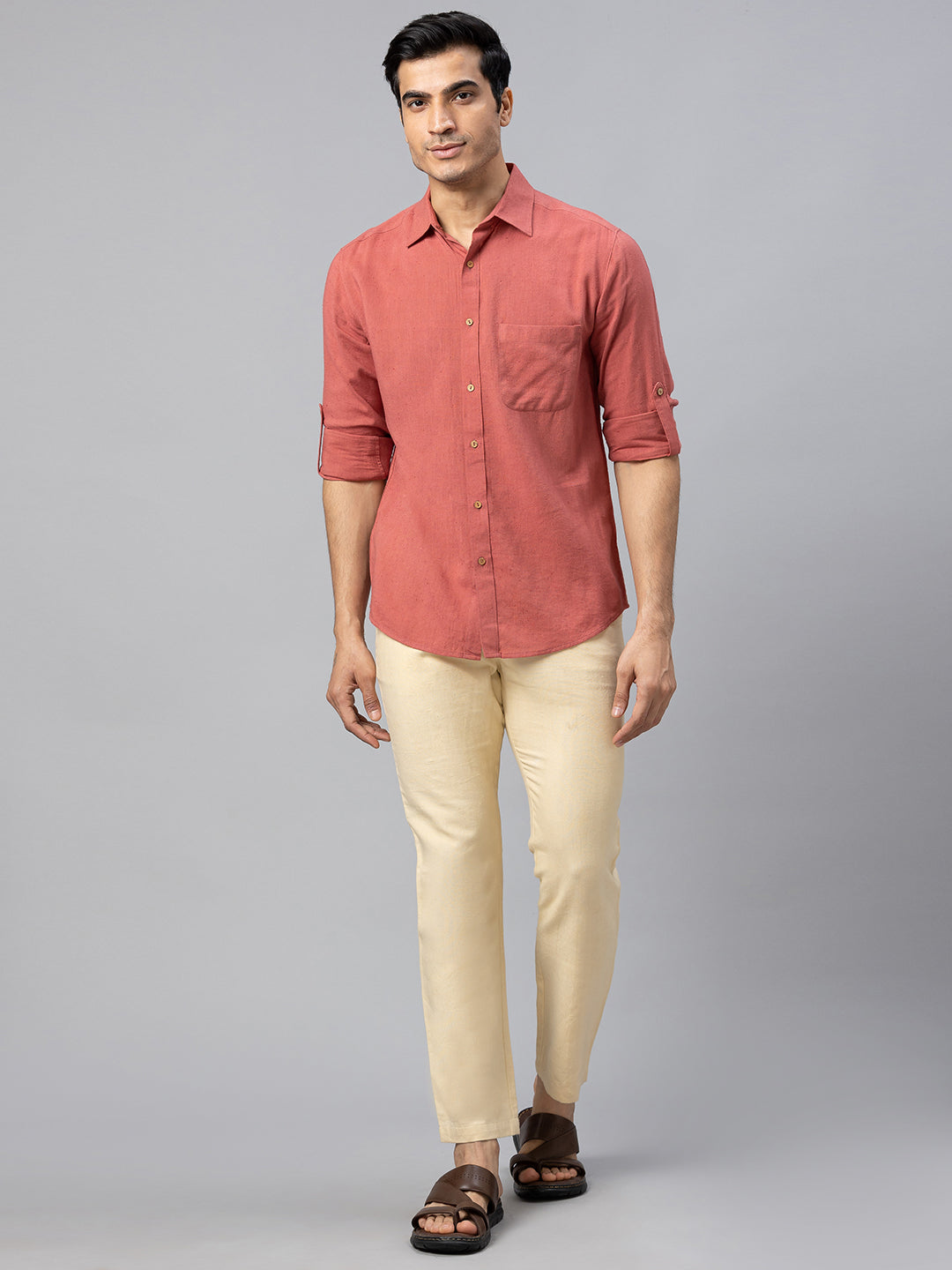 Eco Khadi Cotton Autumn Rust Classic Shirt - Jayden
