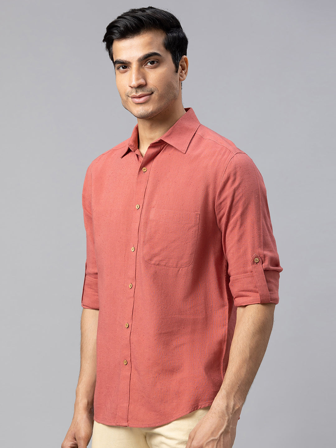 Eco Khadi Cotton Autumn Rust Classic Shirt - Jayden