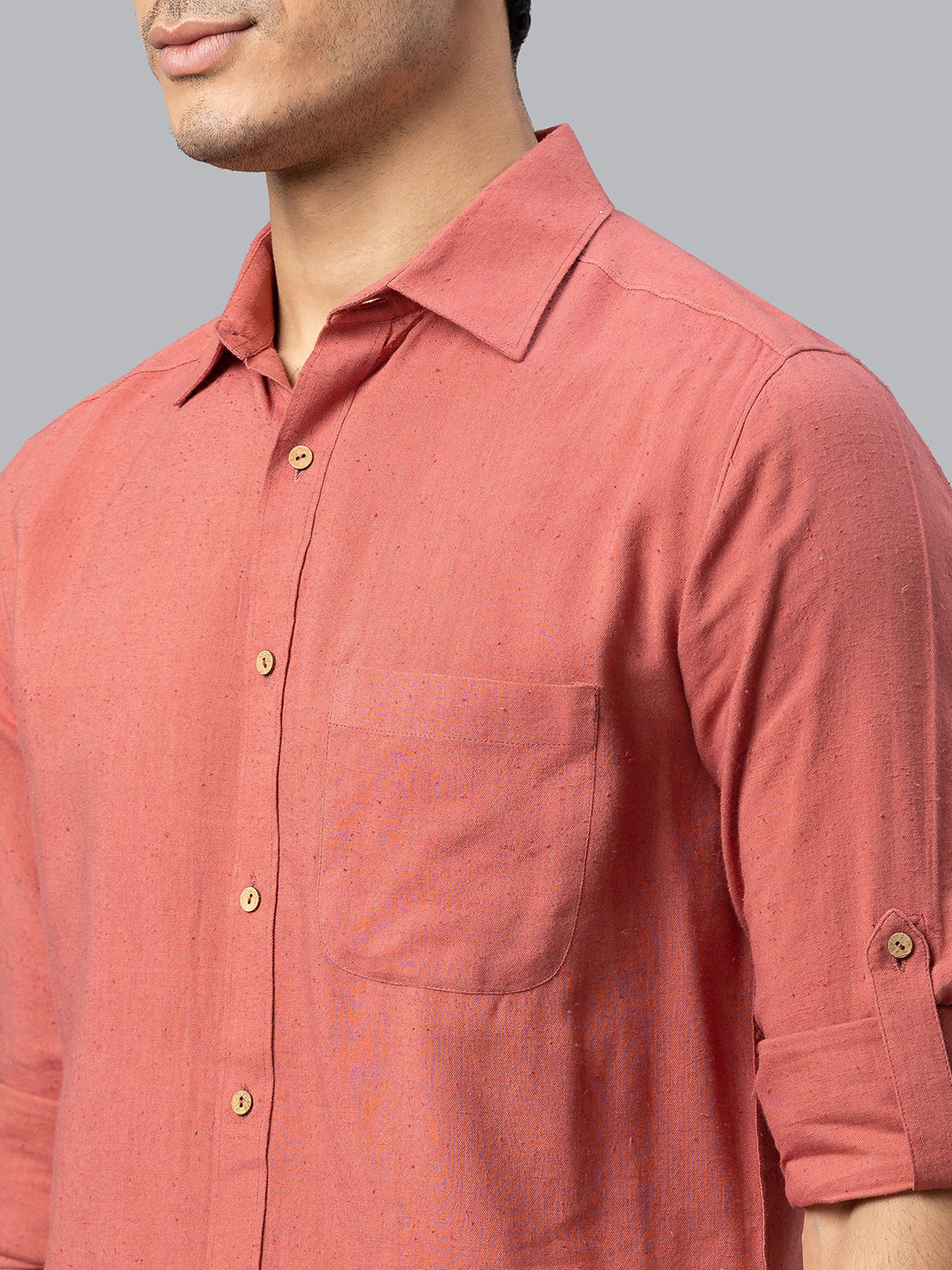 Eco Khadi Cotton Autumn Rust Classic Shirt - Jayden